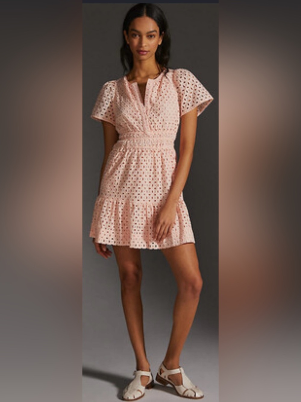 anthropologie somerset mini eyelet dress pink size medium nwot - Picture 1 of 7